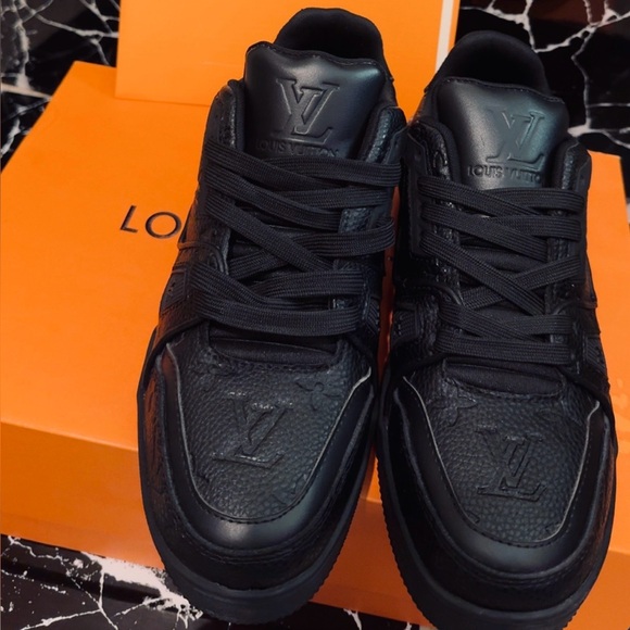 Louis Vuitton Men's Dark Leather Sneakers - Picture 1 of 9